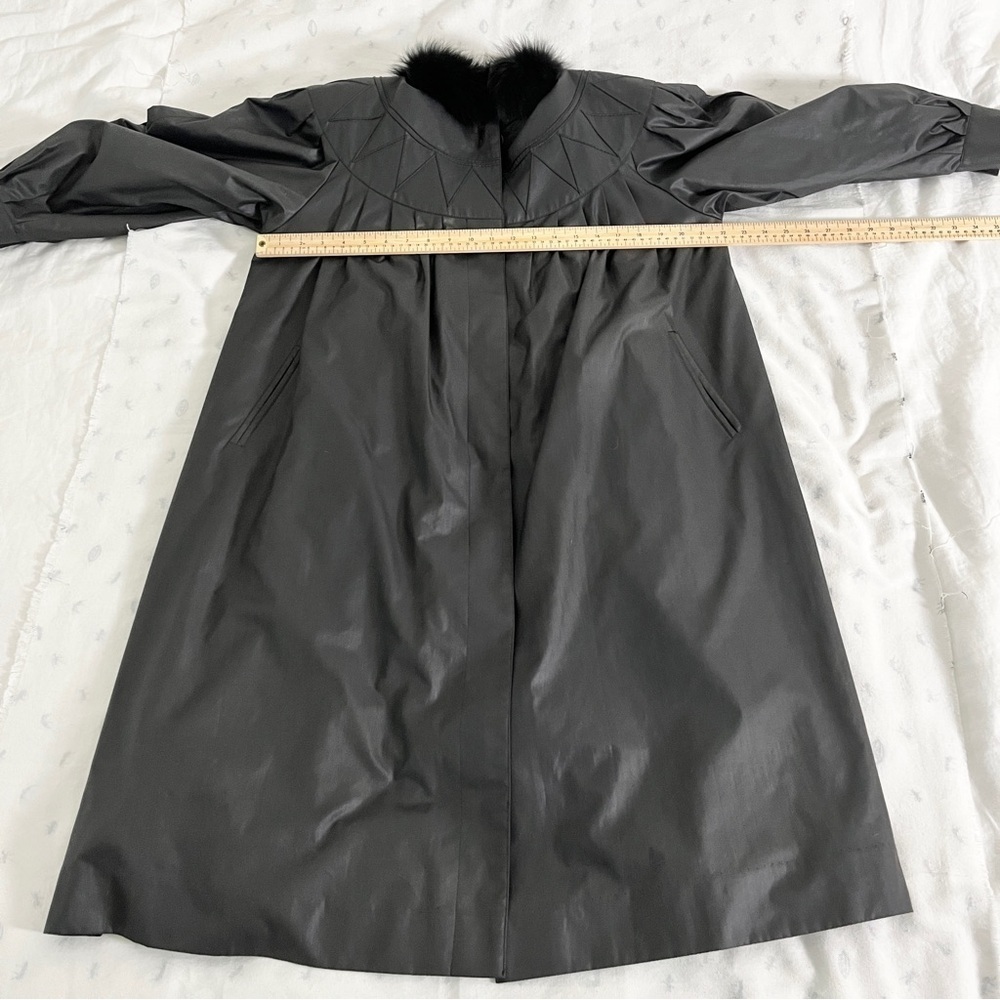 Vintage Love Modocc Fur Collar Stroller Raincoat Overcoat - Black - Medium/Large - Picture 15 of 16